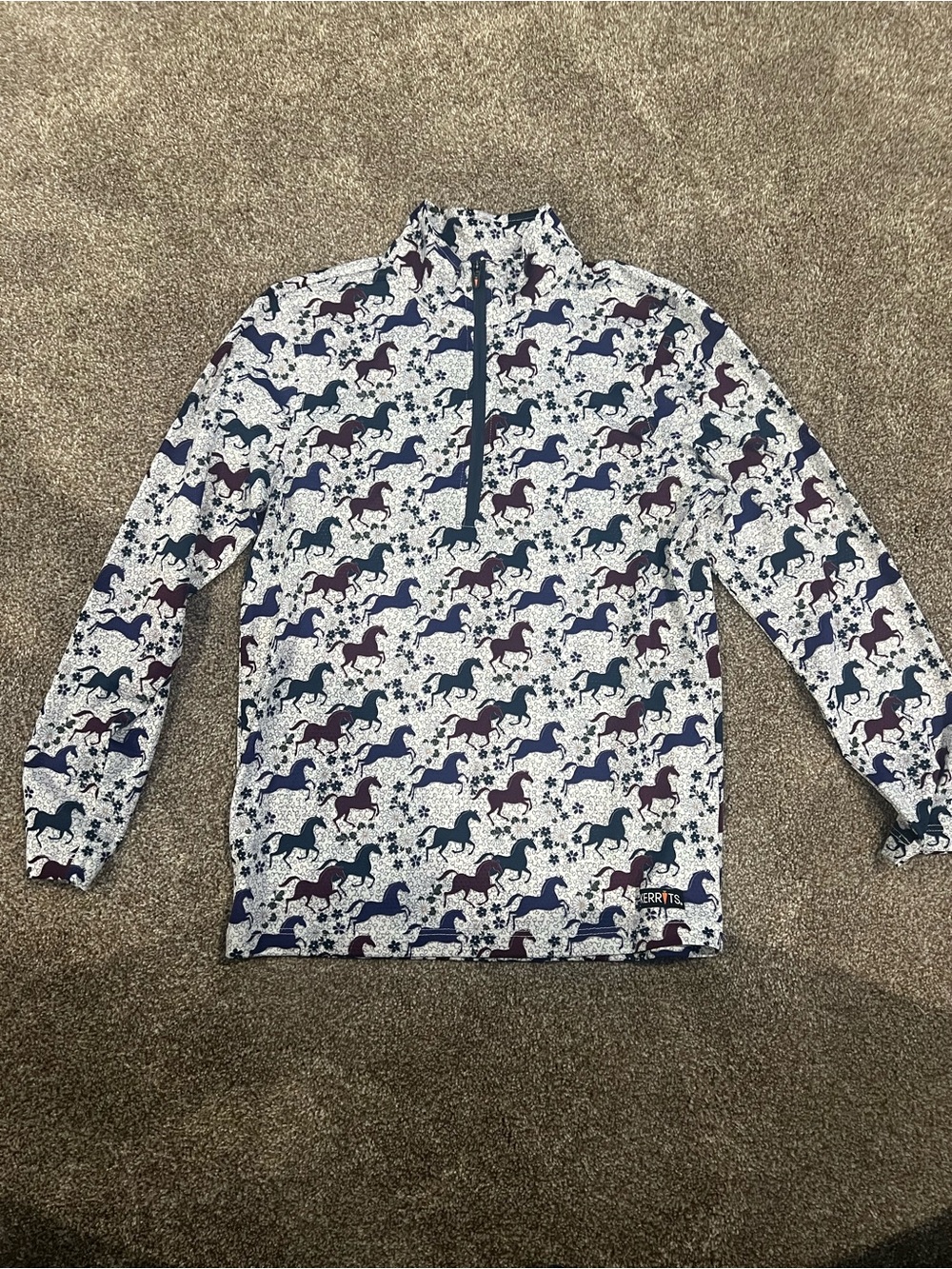 Kerrits Horse Print Quarter-Zip Long Sleeve Shirt